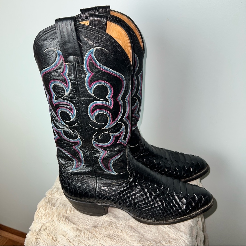 Nocona Black Python Cowboy Boots | Men's Size 8 | Exotic Leather Western Boots - Picture 10 of 17